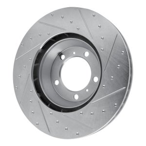 Porsche Panamera Brake Rotor (1) - Left Front - R1 Concepts - Drilled & Slotted - Silver - `17-`23